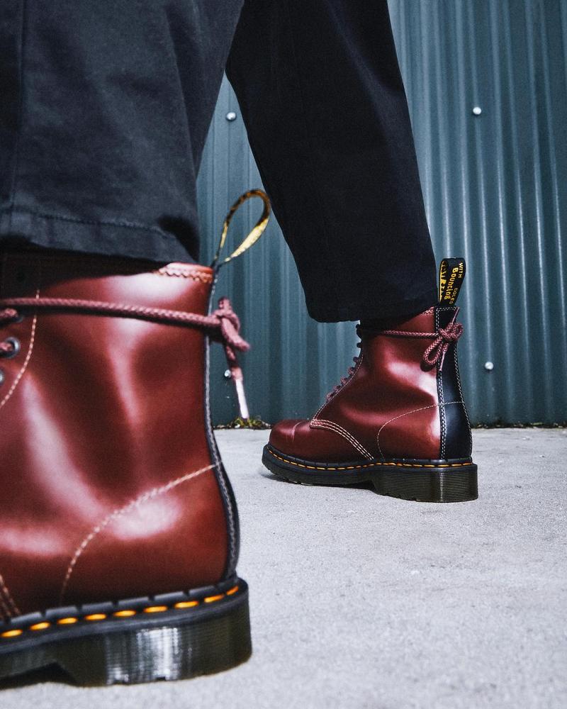 Men's Dr Martens 1460 Men's Abruzzo Leather Lace Up Boots Brown / Black | AU 516JPQ